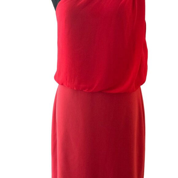 Lauren Ralph Lauren Women's 12 NWT Black Label One Shoulder Red Elegant Dress - Picture 2 of 8